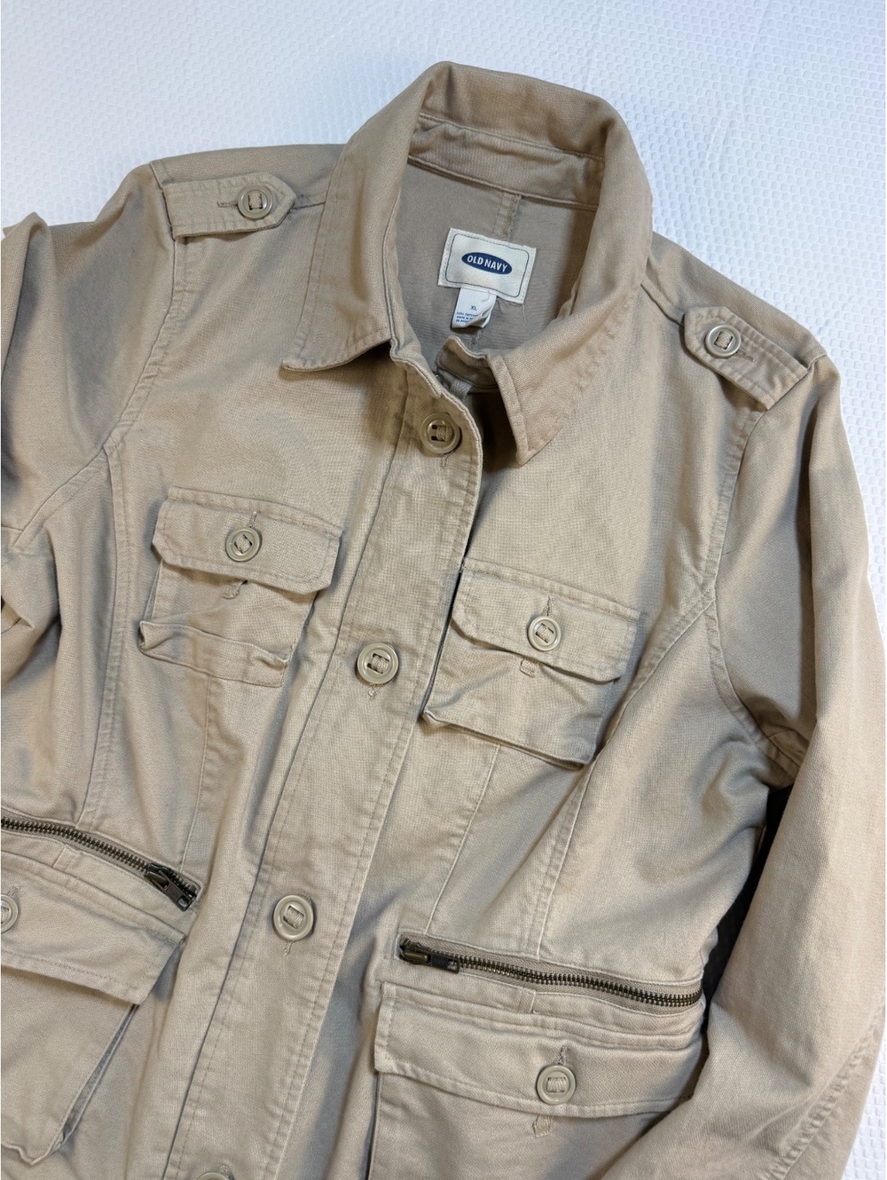 Old Navy Womens XL Tan Utility Field Jacket Military Safari Y2K Gorpcore